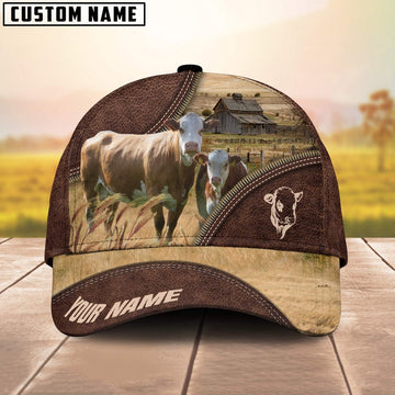 Simmental On The Farm Customized Name 3D Brown Cap, Farmer Cap, Cap For Farmers, Best Farm Hat, Farm Use Hat