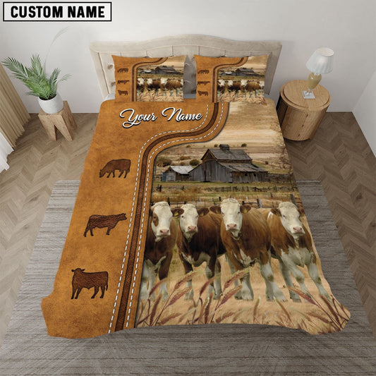 Simmental On The Farm Personalized Name Bedding Set, Farm Bedding Set, Farmhouse Bedding Set