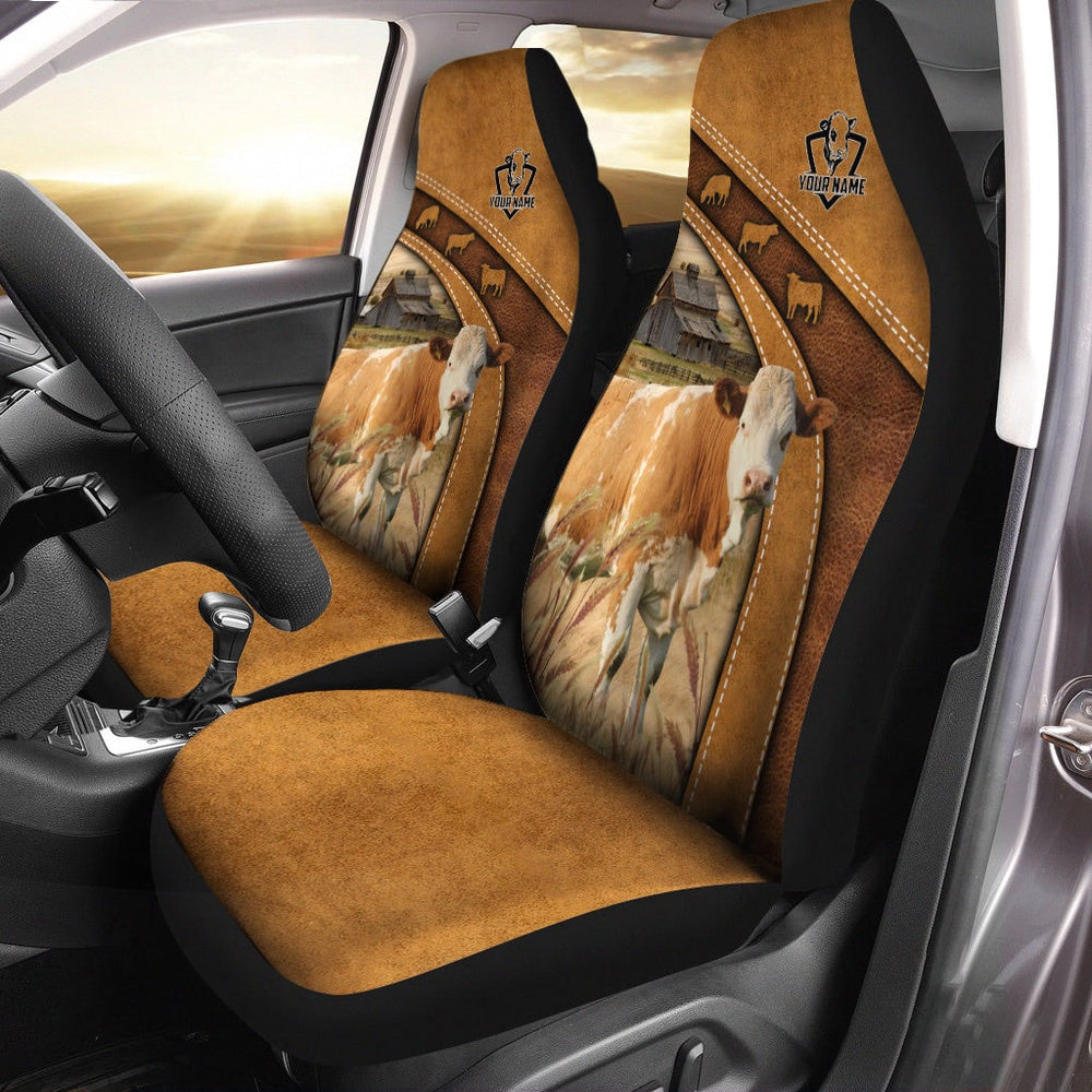 Simmental Pattern Customized Name 3D Car Seat Cover, Car Seat Cover, Farm Car Seat Cover, Pet Seat Covers