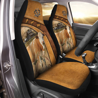 Simmental Pattern Customized Name 3D Car Seat Cover, Car Seat Cover, Farm Car Seat Cover, Pet Seat Covers