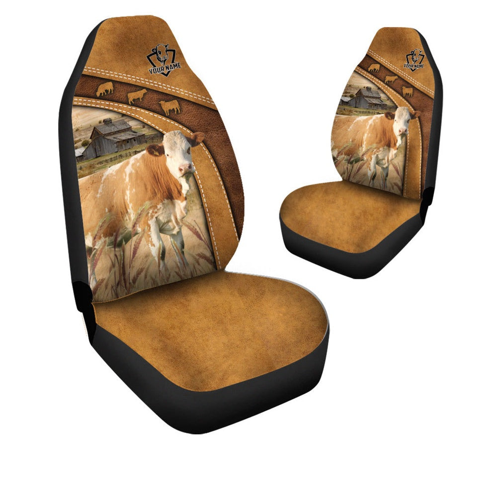Simmental Pattern Customized Name 3D Car Seat Cover, Car Seat Cover, Farm Car Seat Cover, Pet Seat Covers