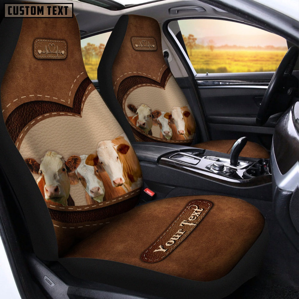 Simmental Pattern Customized Name Heart Car Seat Cover, Car Seat Cover, Farm Car Seat Cover, Pet Seat Covers