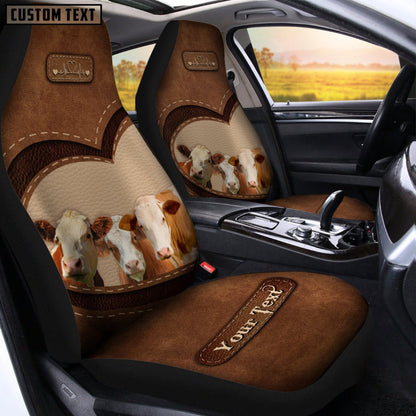 Simmental Pattern Customized Name Heart Car Seat Cover, Car Seat Cover, Farm Car Seat Cover, Pet Seat Covers