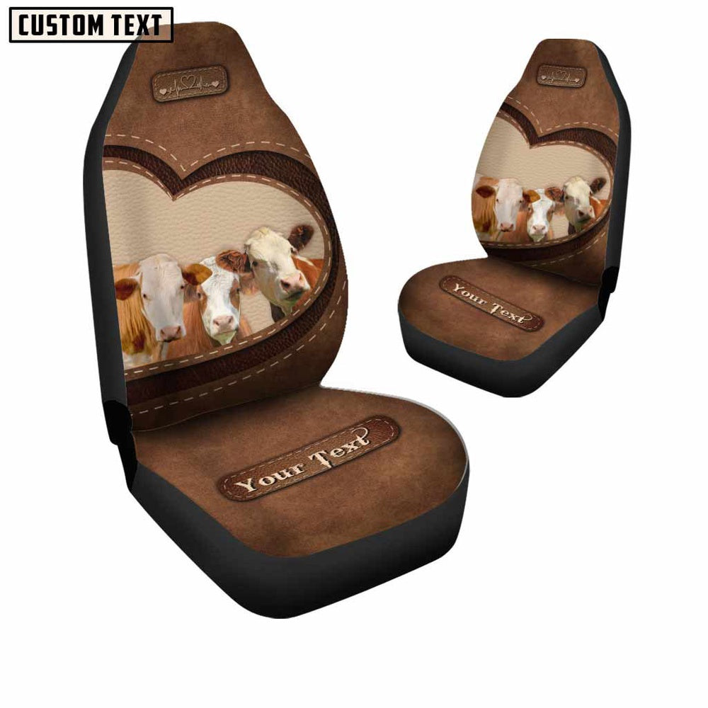 Simmental Pattern Customized Name Heart Car Seat Cover, Car Seat Cover, Farm Car Seat Cover, Pet Seat Covers