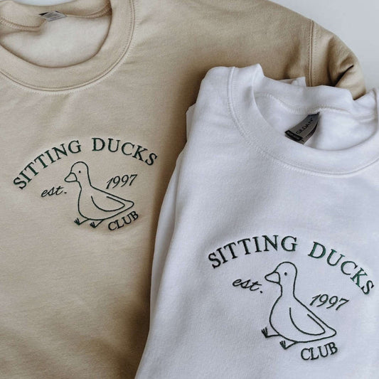Sitting Ducks Club Embroidered Sweatshirt 2D Crewneck Sweatshirt For Women And Women, Christmas Embroidered, Christmas Gifts