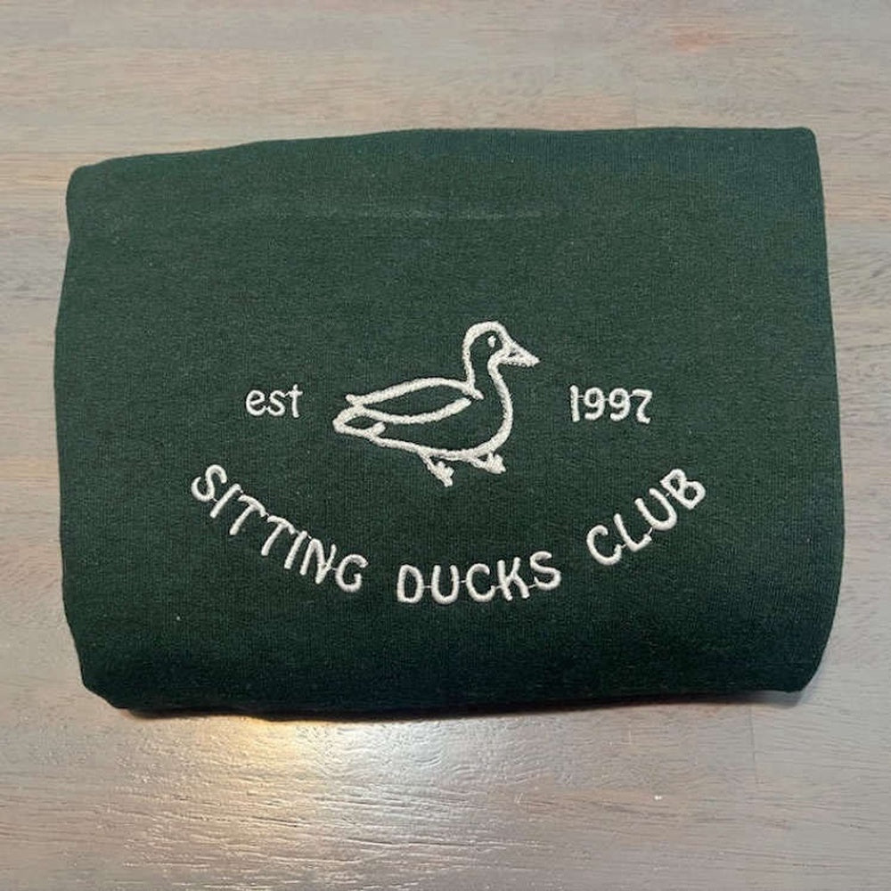 Sitting Ducks Embroidered Sweatshirts 2D Crewneck Sweatshirt Gift For Family, Christmas Embroidered, Christmas Gifts