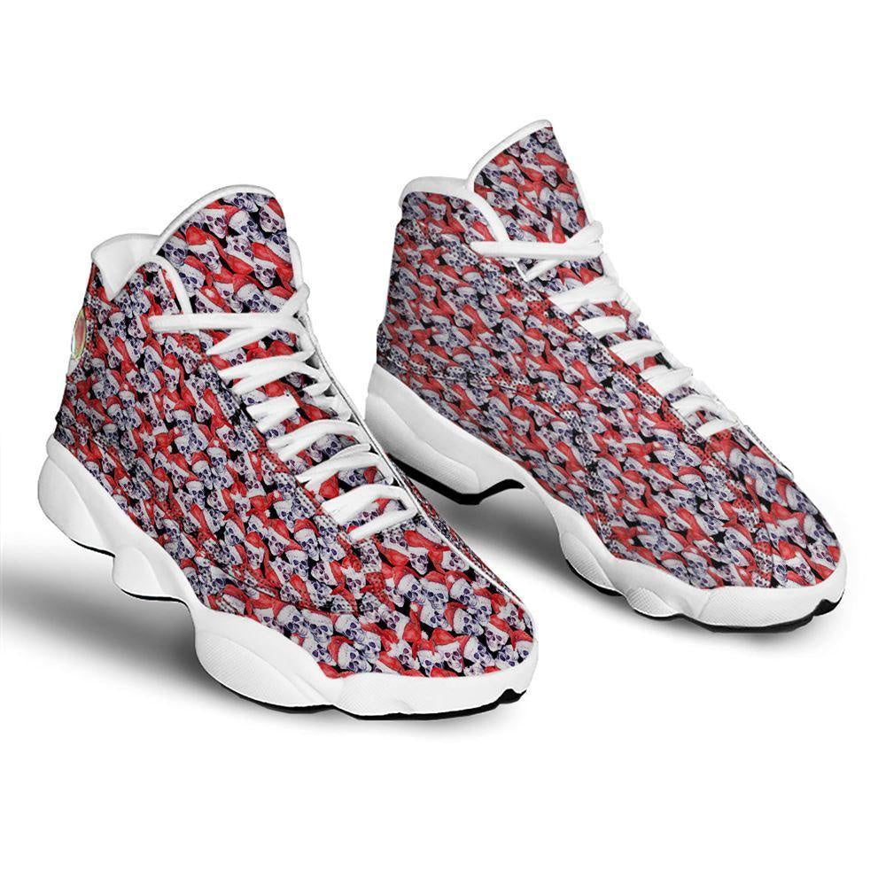 Skull Christmas Santa Print Pattern Basketball Shoes, Christmas Basketball Shoes, Christmas Shoes