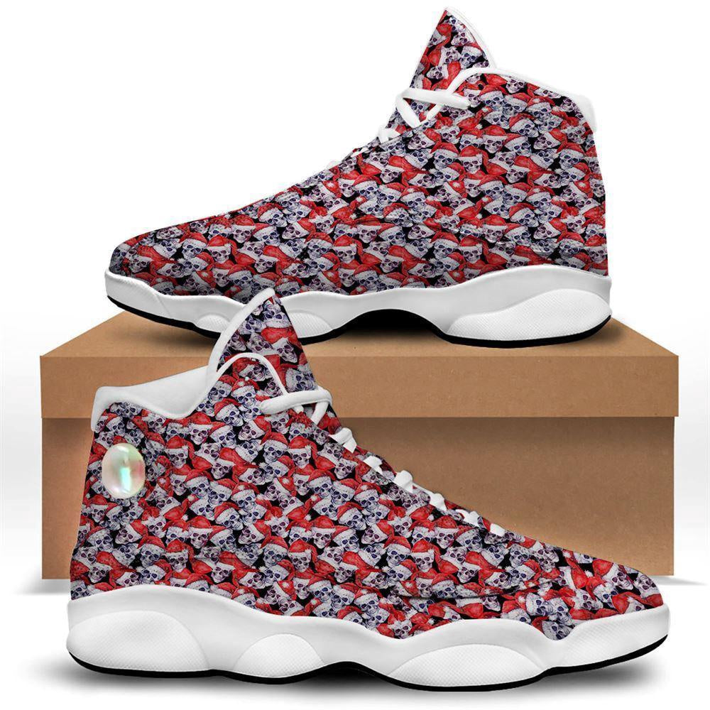 Skull Christmas Santa Print Pattern Basketball Shoes, Christmas Basketball Shoes, Christmas Shoes
