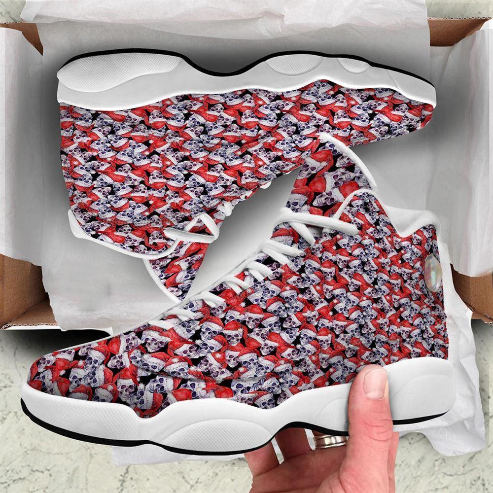 Skull Christmas Santa Print Pattern Basketball Shoes, Christmas Basketball Shoes, Christmas Shoes