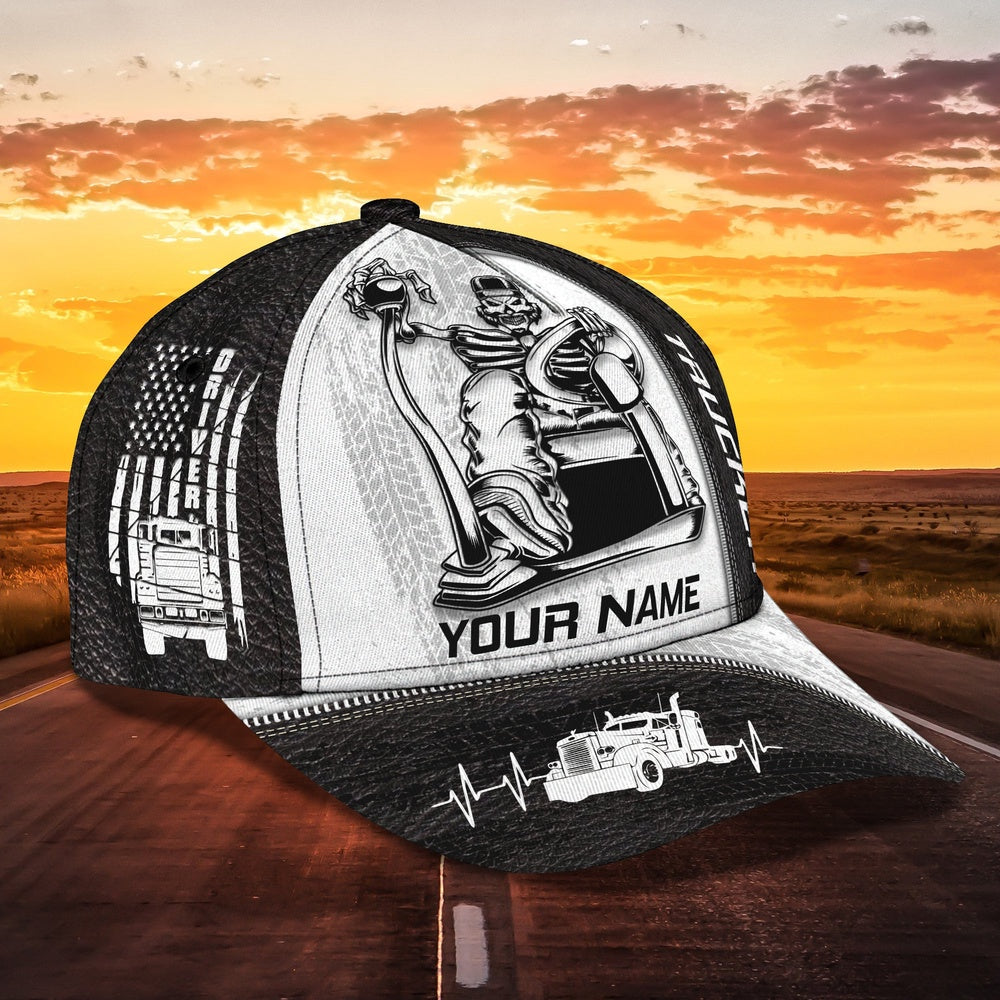 Skull Trucker BnW Customized Name 3D Cap, Farmer Cap, Cap For Farmers, Best Farm Hat, Farm Use Hat