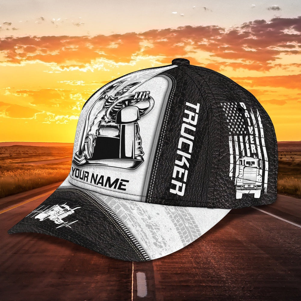 Skull Trucker BnW Customized Name 3D Cap, Farmer Cap, Cap For Farmers, Best Farm Hat, Farm Use Hat