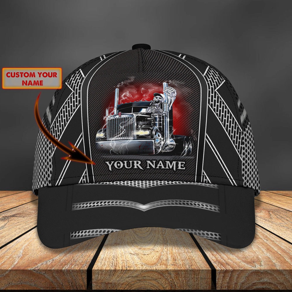 Skull Trucker Customized Name 3D Cap, Farmer Cap, Cap For Farmers, Best Farm Hat, Farm Use Hat
