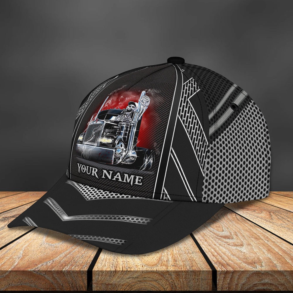 Skull Trucker Customized Name 3D Cap, Farmer Cap, Cap For Farmers, Best Farm Hat, Farm Use Hat