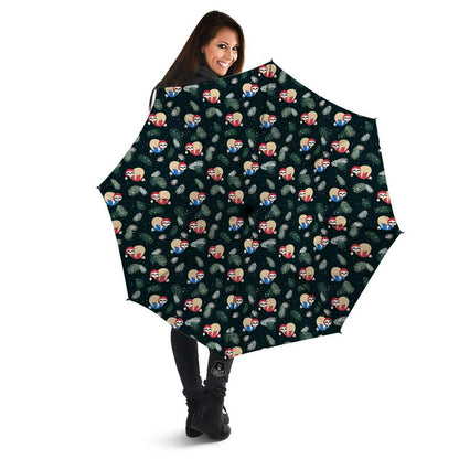 Sloths Sleeping Christmas Print Pattern Umbrella, Christmas Umbrella, Xmas Umbrella