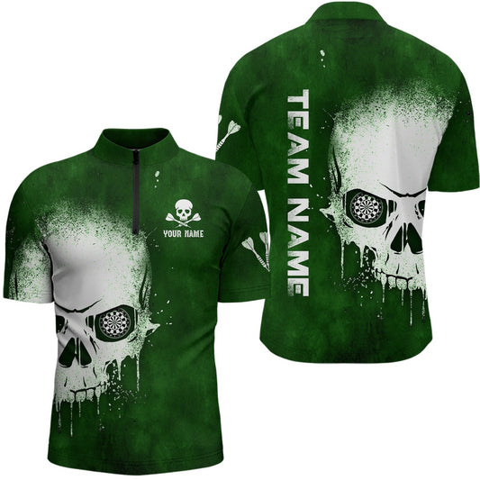Smoke Skull Green Darts Jersey Shirt Custom Darts Shirt For Men Scary Dart Jersey, Darts Team Jersey Shirt