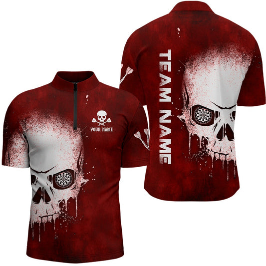Smoke Skull Red Darts Jersey Shirts Custom Darts Shirt For Men Scary Dart Jersey, Darts Team Jersey Shirt