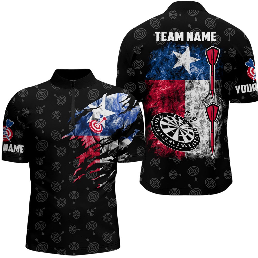 Smoke Texas Flag Darts Jersey Shirt Custom Patriotic Darts Shirt For Men Dart Jersey, Darts Team Jersey Shirt