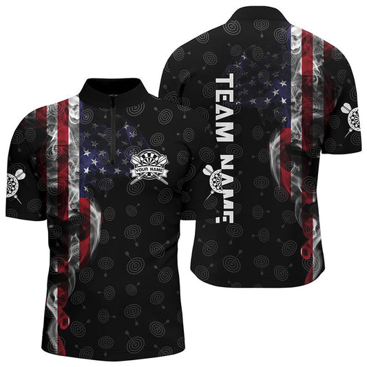 Smoky American Flag Darts Jerseys Shirt Custom Patriotic Mens Dart Shirts Dart Jersey, Darts Team Jersey Shirt