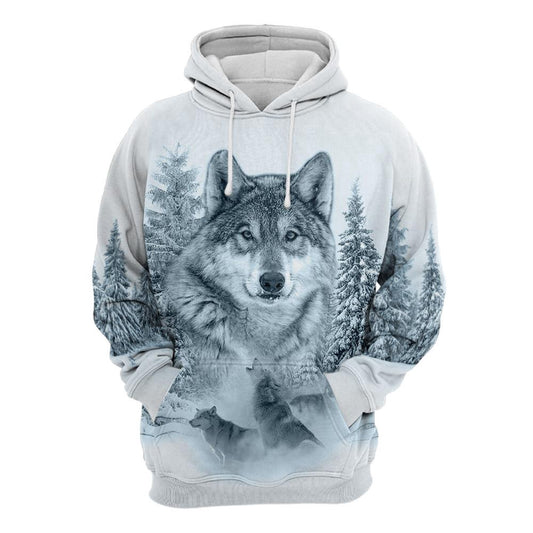 Snow Wolves Native American 3D Over Printed Hoodie, Native American Hoodie, 3D Native American Hoodie