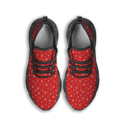 Snowflake Christmas Print Pattern Black Max Soul Shoes, Christmas Sneakers, Christmas Shoes, Christmas Clunky Sneaker