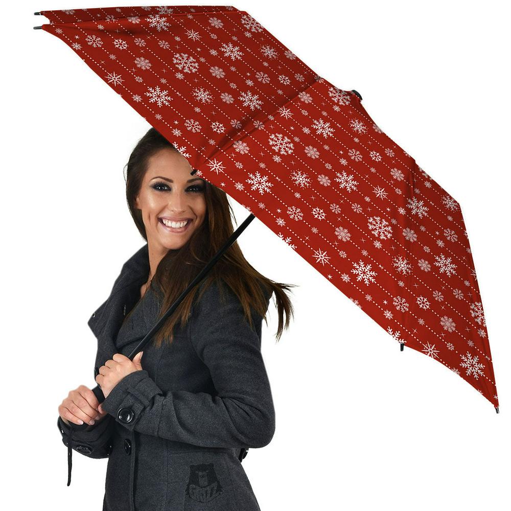 Snowflakes Merry Christmas Print Pattern Umbrella, Christmas Umbrella, Xmas Umbrella