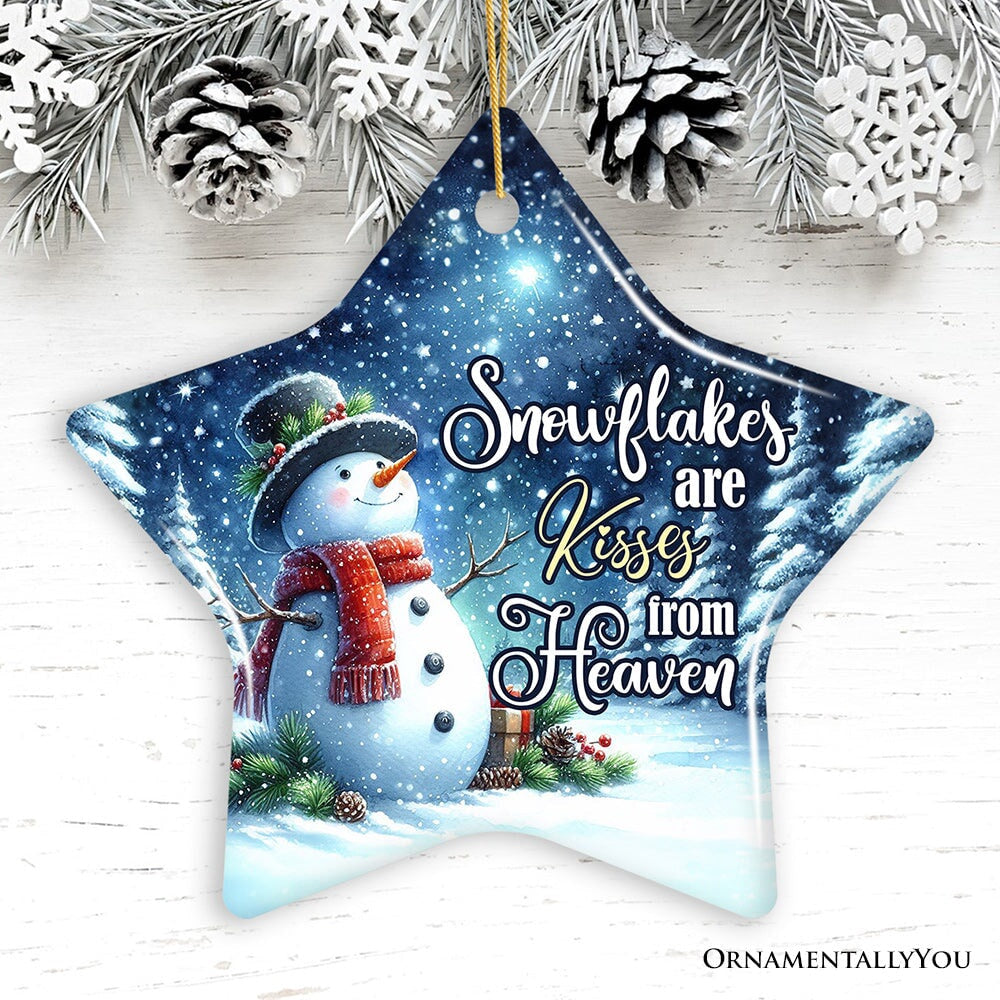 Snowflakes are Kisses from Heaven Ornament, Snowman in Serenity Christmas Memorial Gift, Christmas Ornament