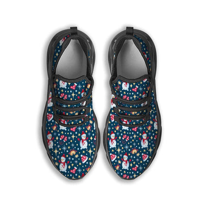Snowman Christmas Print Pattern Black Max Soul Shoes, Christmas Sneakers, Christmas Shoes, Christmas Clunky Sneaker