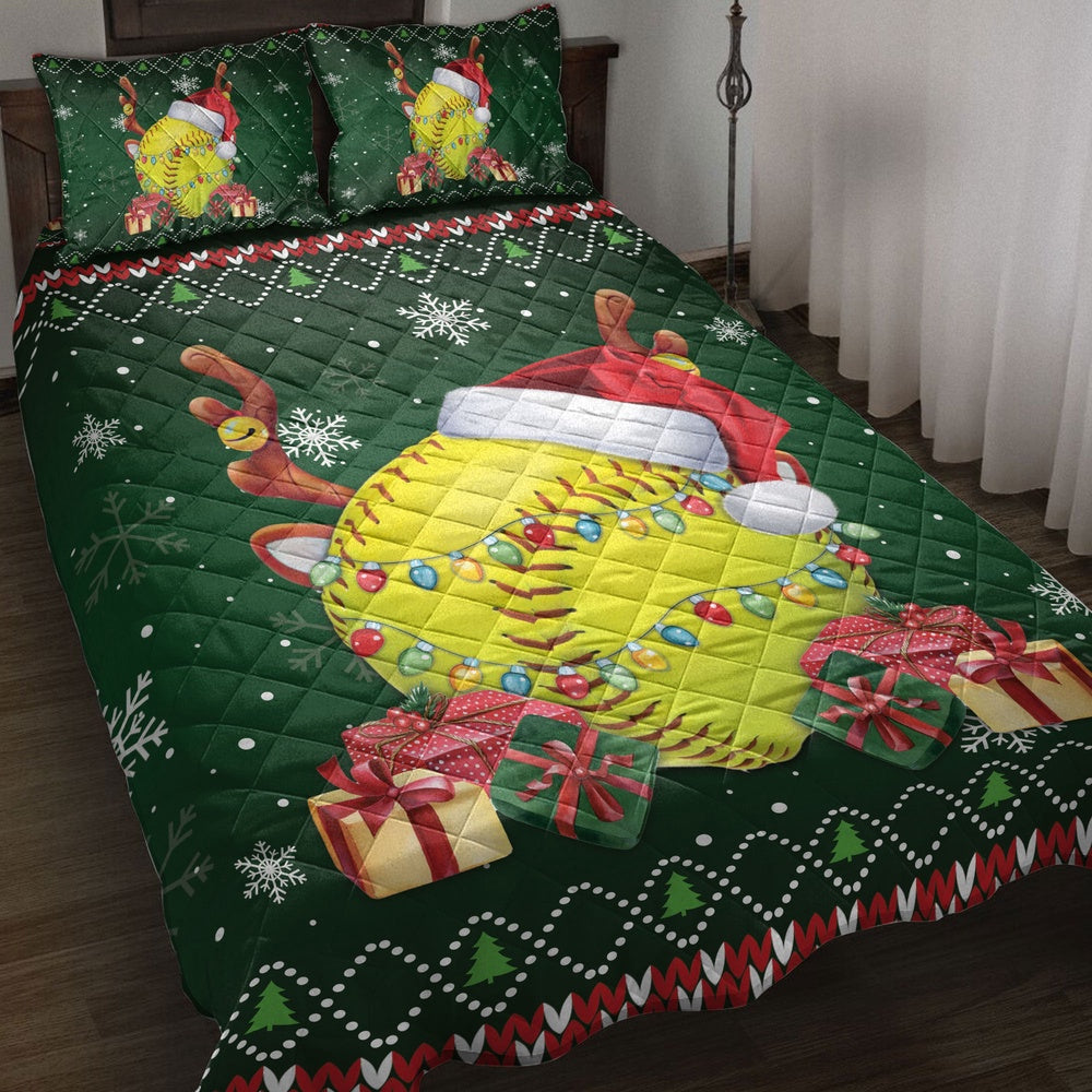 Softballmas Hat Snowflake Reindeer Horn Ugly Bedding Set, Christmas Beddings, Xmas Bedding Sets