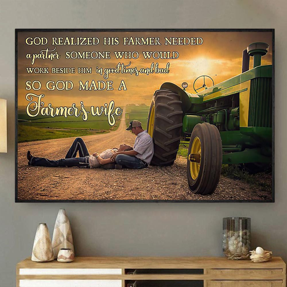 Someone Who Would Work Beside Him God Made A Farmer'S Wife Canvas, Farmhouse Canvas, Farm Gift, Farm Home Decor