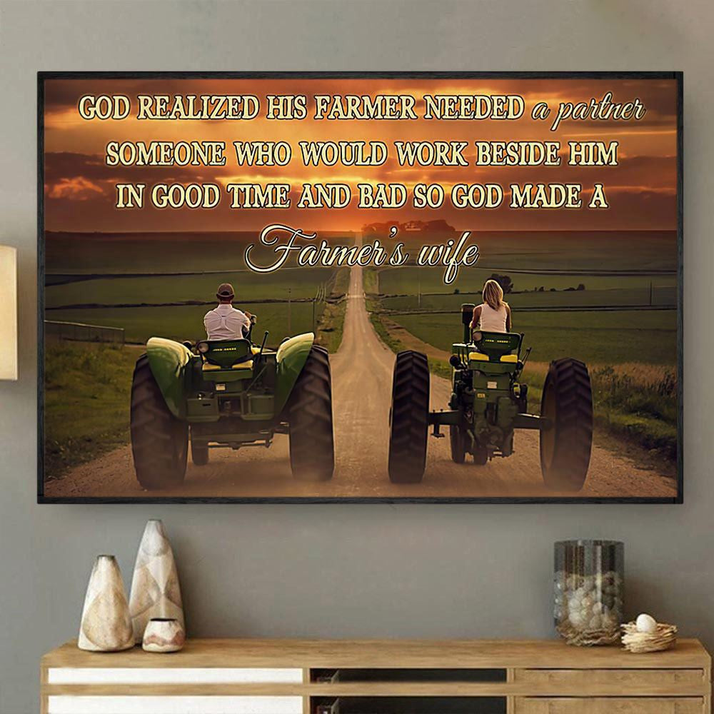 Someone Who Would Work Beside Him God Made A Farmer Wife Canvas, Farmhouse Canvas, Farm Gift, Farm Home Decor
