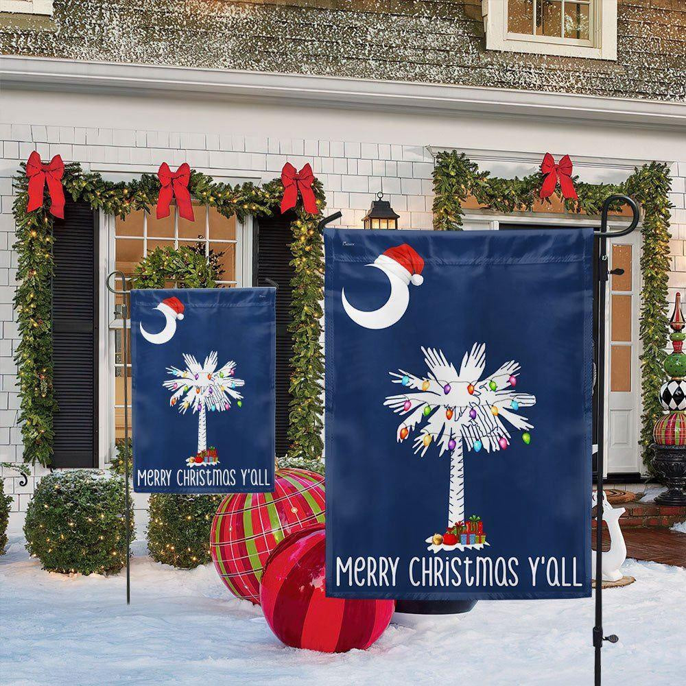 South Carolina Christmas Flag Merry Christmas Y'all, Christmas Outdoor Decor Decoration