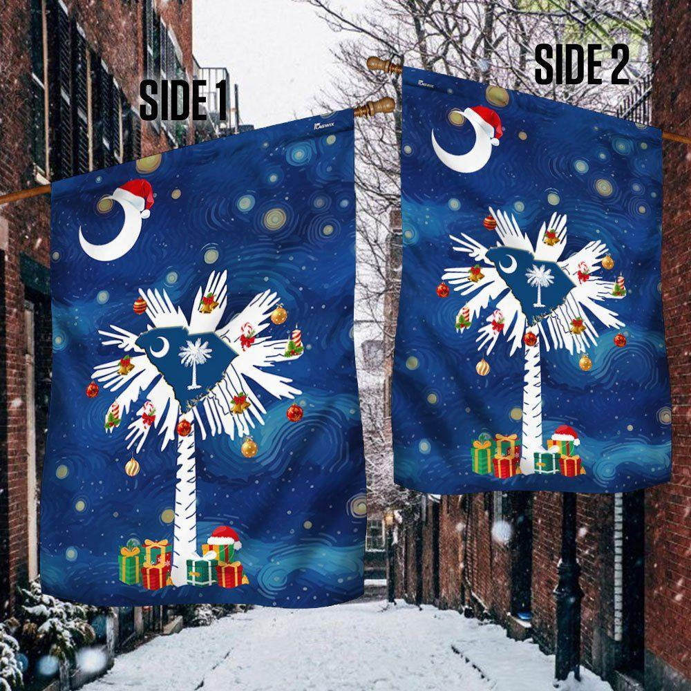 South Carolina Christmas Starry Night Flag, Christmas Outdoor Decor Decoration