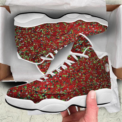 Sparkle Christmas Print Basketball Shoes, Christmas Basketball Shoes, Christmas Shoes