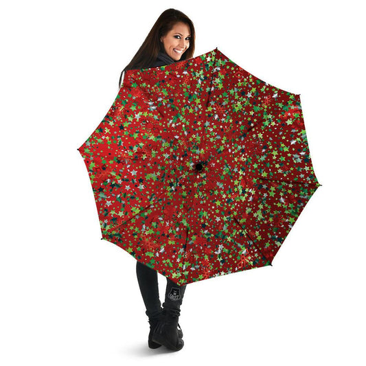 Sparkle Christmas Print Umbrella, Christmas Umbrella, Xmas Umbrella