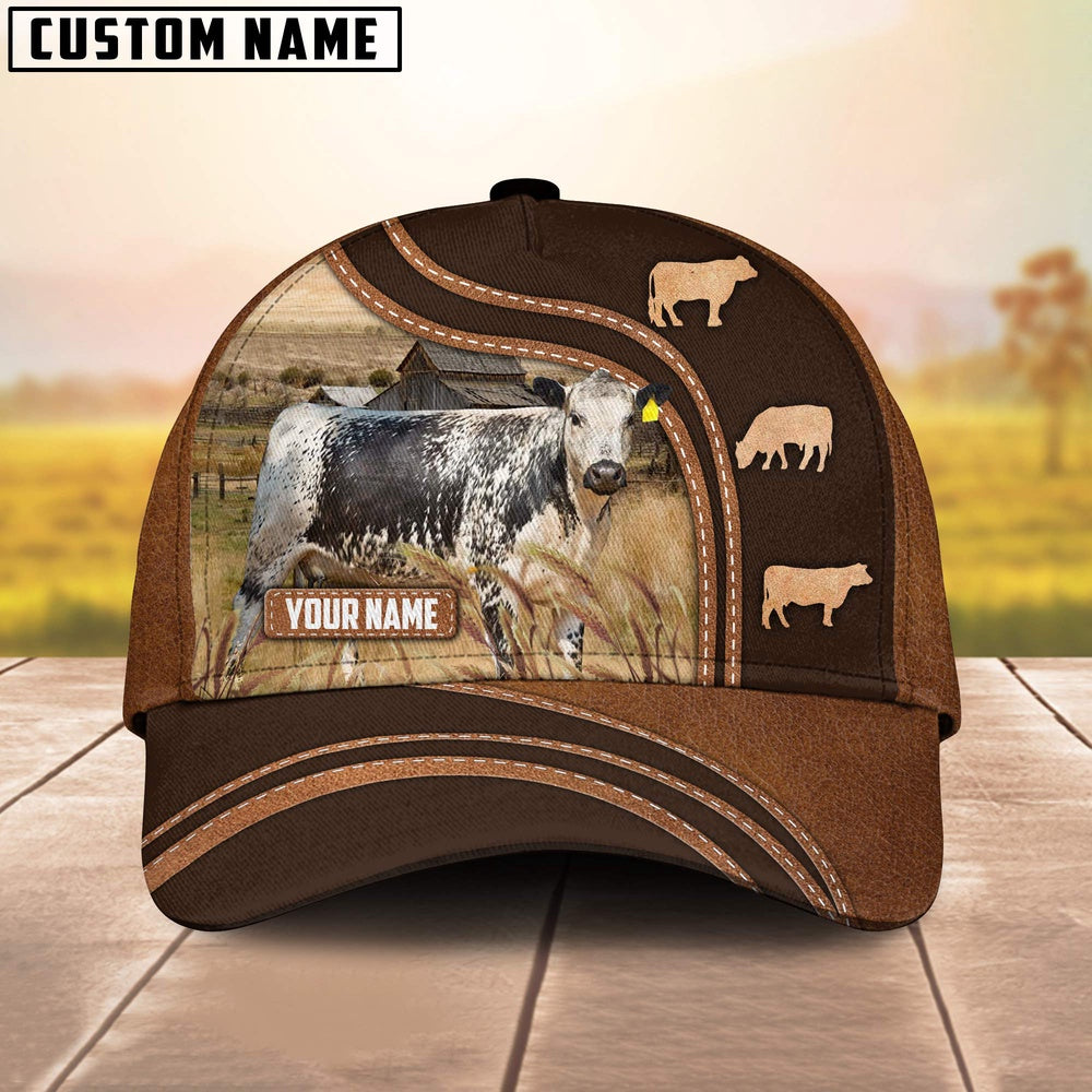 Speakle Park Leather Brown Pattern Customized Name Cap, Farmer Cap, Cap For Farmers, Best Farm Hat, Farm Use Hat