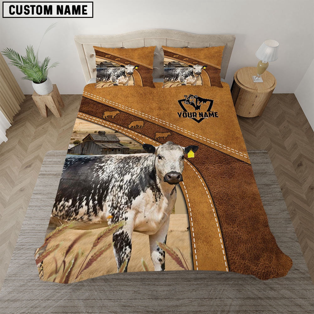 Speckle Park Cattle Customized Bedding Set, Farm Bedding Set, Farmhouse Bedding Set