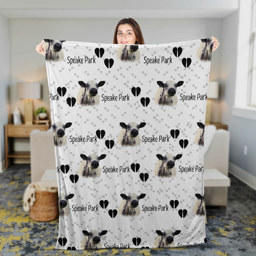 Speckle Park Cattle Happy Pattern Blanket, Farm Blanket, Farm Animal Blanket