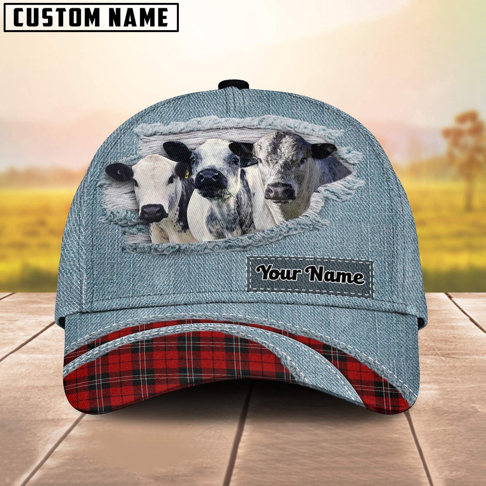 Speckle Park Red Caro And Jeans Pattern Customized Name Cap, Farmer Cap, Cap For Farmers, Best Farm Hat, Farm Use Hat