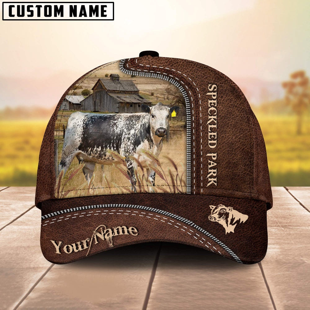 Speckled Park Customized Name Leather Pattern Cap, Farmer Cap, Cap For Farmers, Best Farm Hat, Farm Use Hat