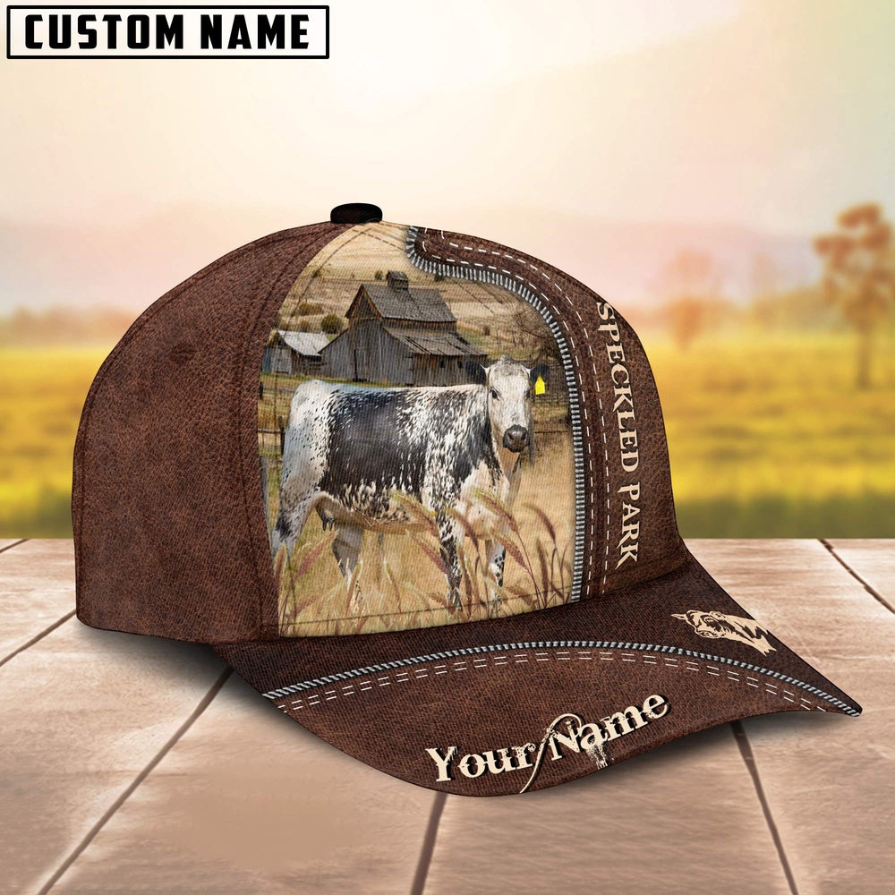 Speckled Park Customized Name Leather Pattern Cap, Farmer Cap, Cap For Farmers, Best Farm Hat, Farm Use Hat
