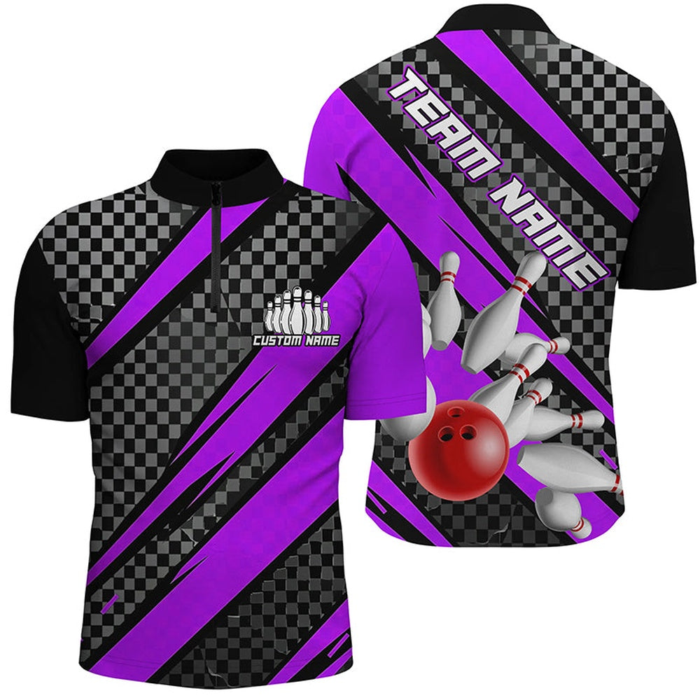Splatter Pins Custom Bowling Team Shirts For Men And Women, Bowling Tournament Shirtspurple , Bowling Jersey Shirt