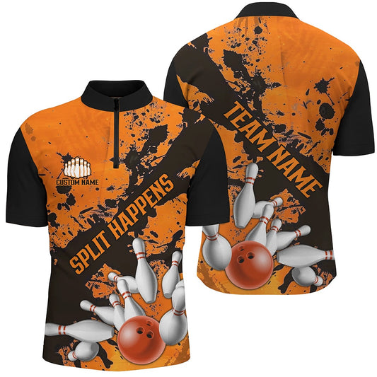 Split Happens Funny Unisex Orange Strike Bowling Shirtsfor Bowling Team, Bowling Apparel , Bowling Jersey Shirt