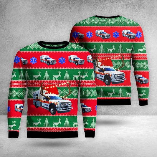 Springfield, Tennessee, Robertson County EMS Christmas AOP Ugly Sweater, Christmas Ugly Sweater, Sweater Xmas, Ugly Sweater