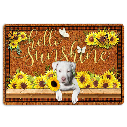 Staffordshire Bull Terrier Welcome Doormat, Staffordshire Bull Terrier Hello Sunflower Butterfly Welcome Doormat, Pets Home Decor Door Mat