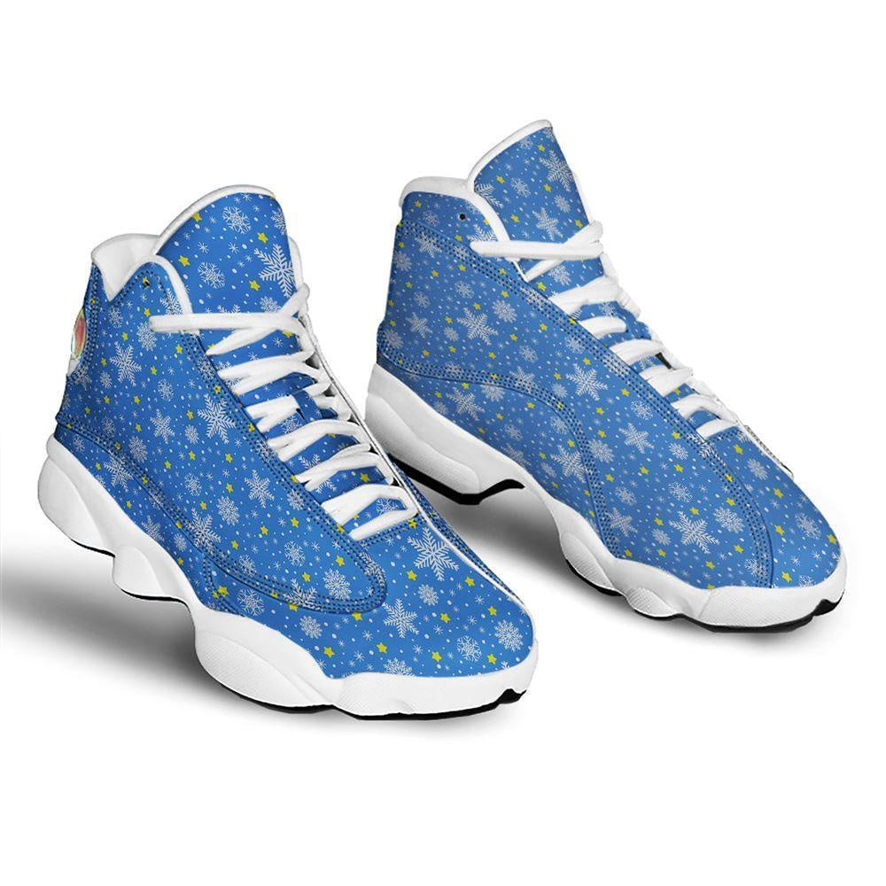 Stars And Christmas Snowflakes Print Basketball Shoes, Christmas Basketball Shoes, Christmas Shoes