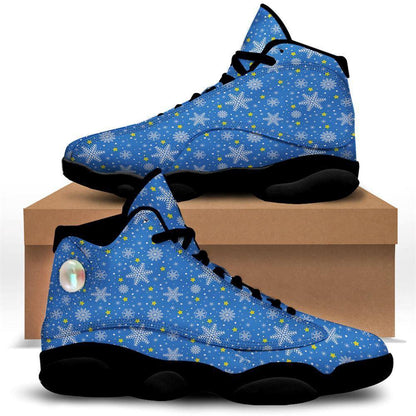 Stars And Christmas Snowflakes Print Basketball Shoes, Christmas Basketball Shoes, Christmas Shoes