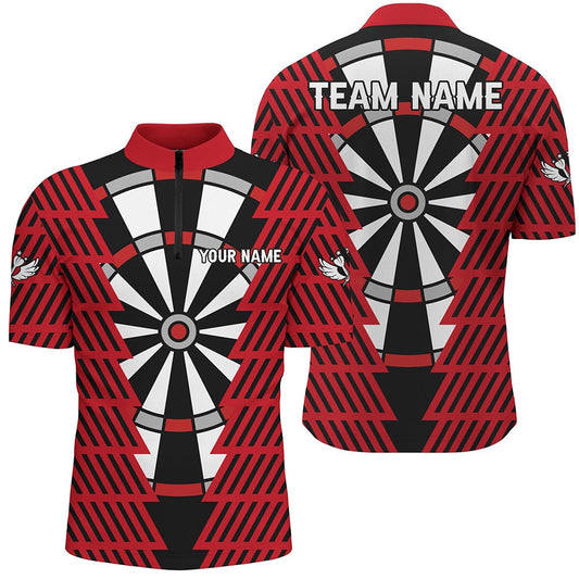 Striking Black And Red Dartboard Pattern Custom Dart Shirts For Men Best Darts Team Jersey, Darts Team Jersey Shirt
