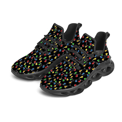 String Lights Colorful Christmas Print Black Max Soul Shoes, Christmas Sneakers, Christmas Shoes, Christmas Clunky Sneaker