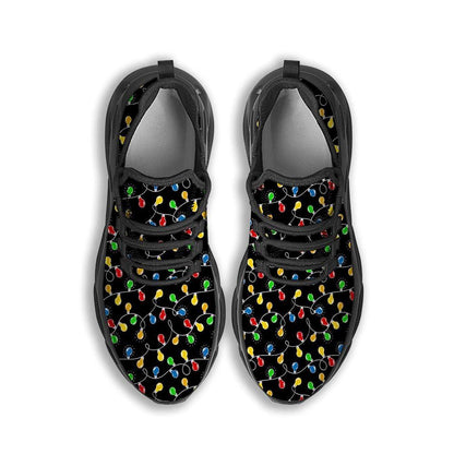 String Lights Colorful Christmas Print Black Max Soul Shoes, Christmas Sneakers, Christmas Shoes, Christmas Clunky Sneaker