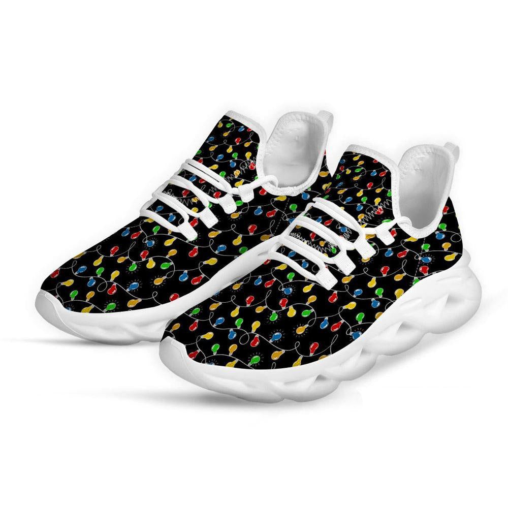 String Lights Colorful Christmas Print White Max Soul Shoes, Christmas Sneakers, Christmas Shoes, Christmas Clunky Sneaker